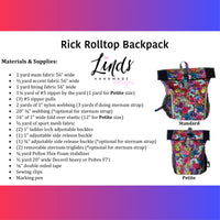 Rick Rolltop Backpack PDF Sewing Pattern (Includes an A0 File, Projector File and Video!)