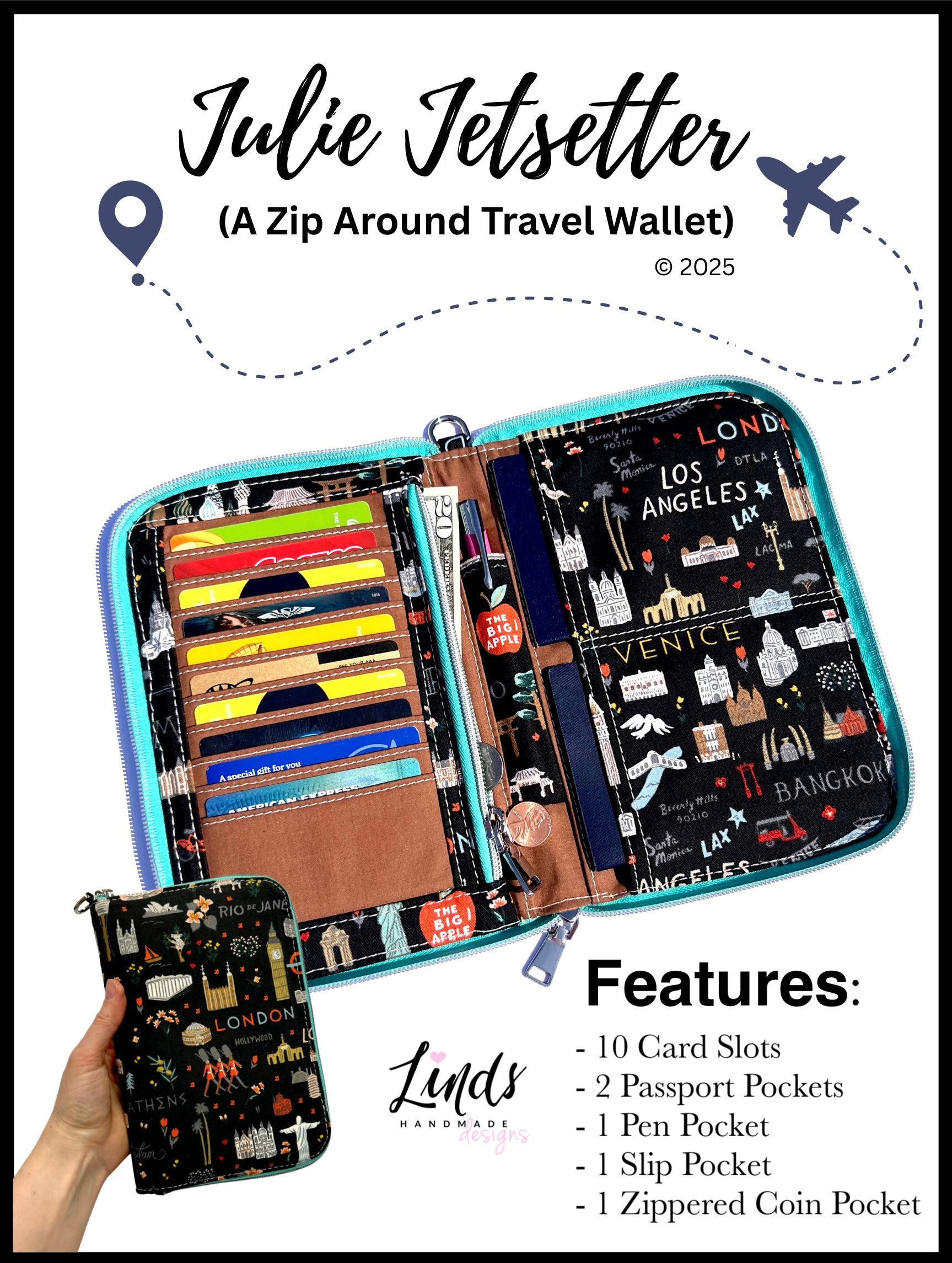 Julie Jetsetter Wallet PAPER PATTERN (includes Video!) – Linds