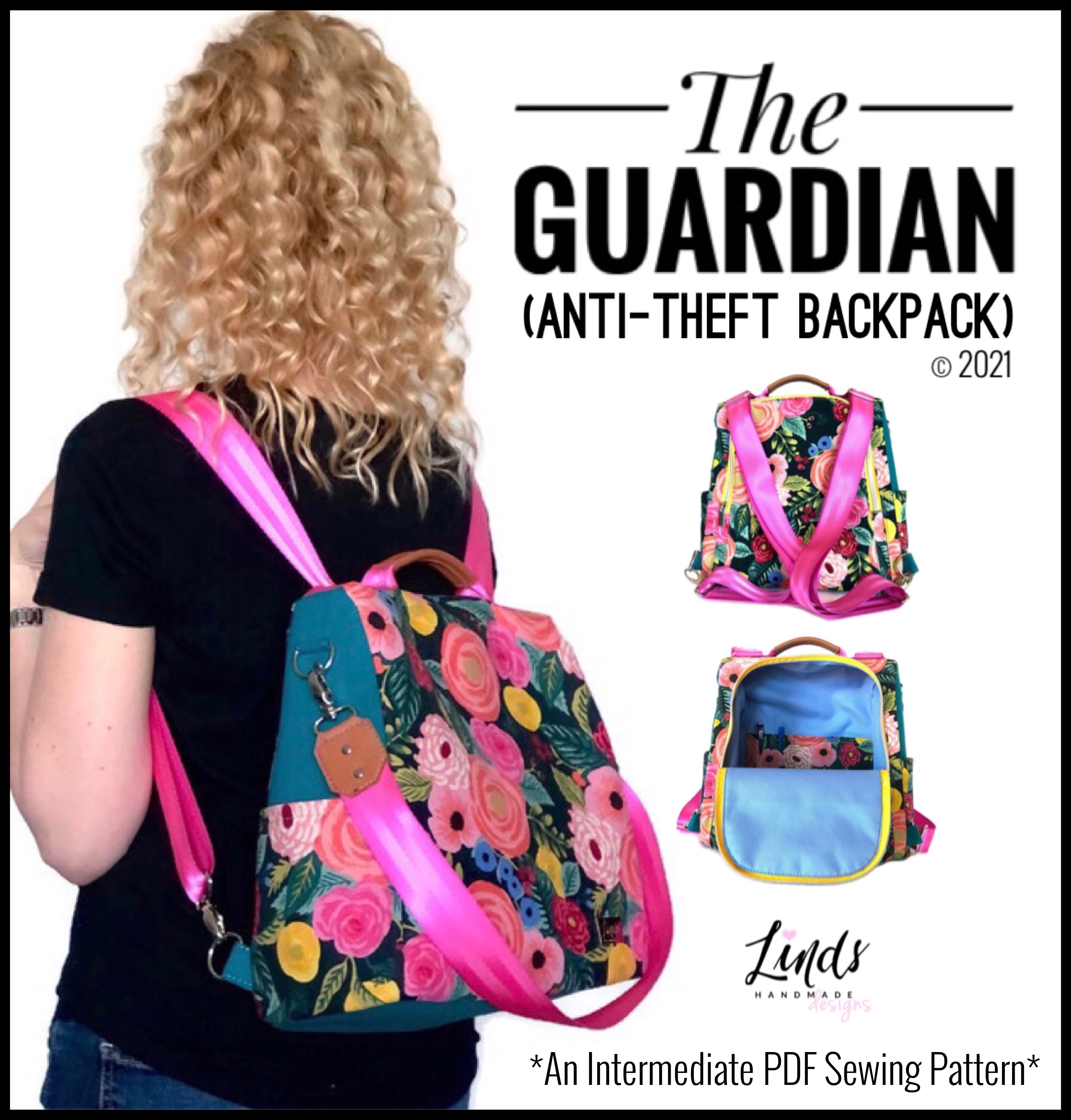 diedelbug mini backpack Guardian Anti-theft Backpack PDF Sewing Pattern (includes SVGs, A0 Fil – Linds Handmade Designs