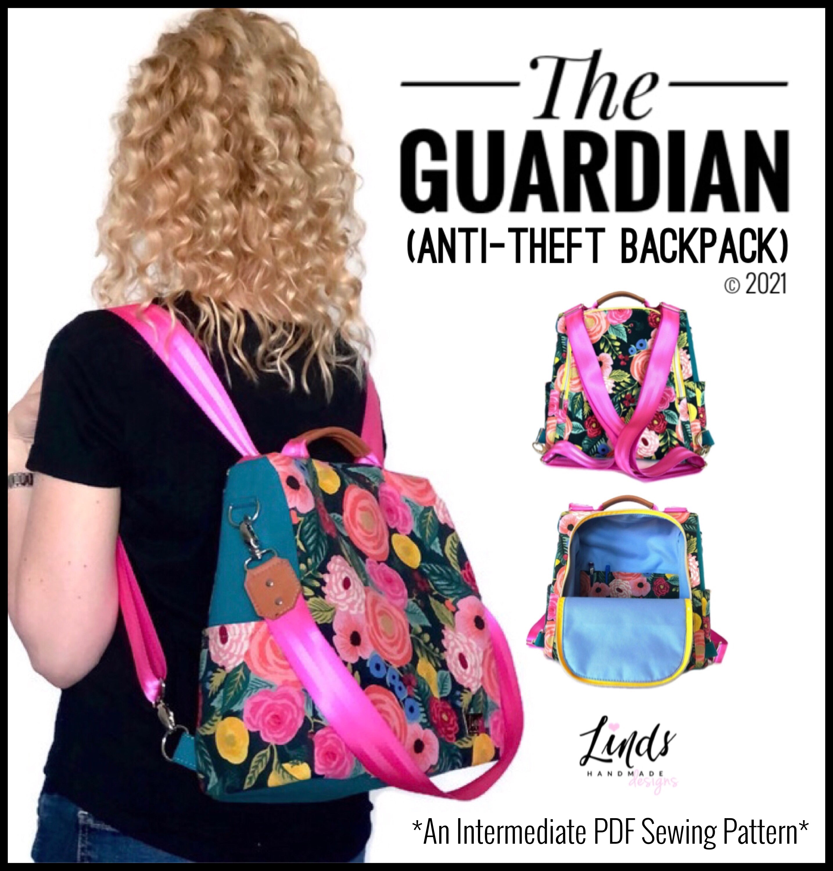 With instruction - 3 ways leather backpack pattern PDF instant download  ACC-40