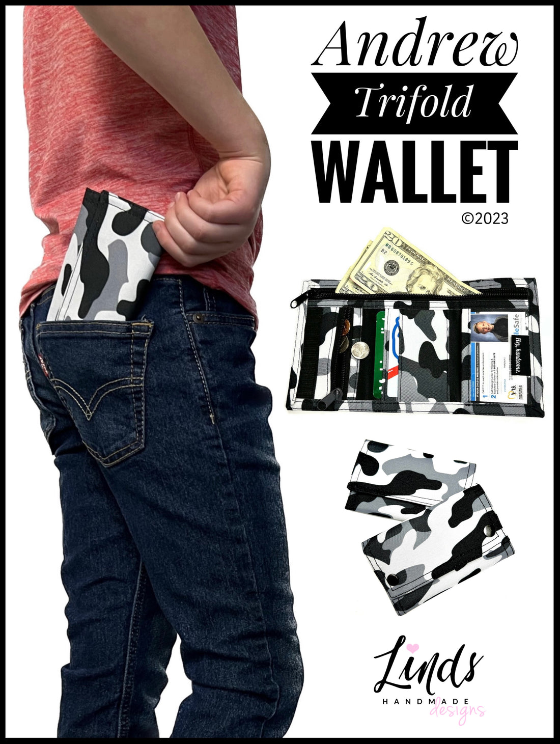 Andrew Trifold Wallet PDF Sewing Pattern (includes SVGs, A0 File, Projector Files and Video!)
