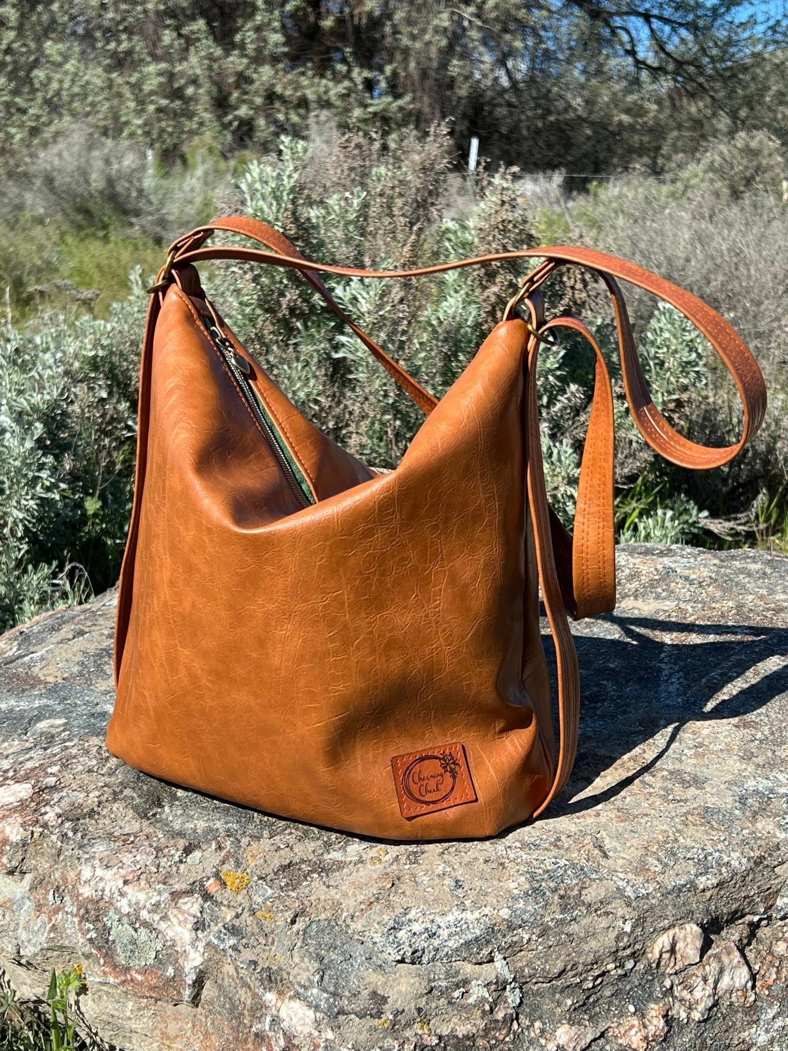 49 square miles crossbody tote: brown outlets canvas and Italian leather