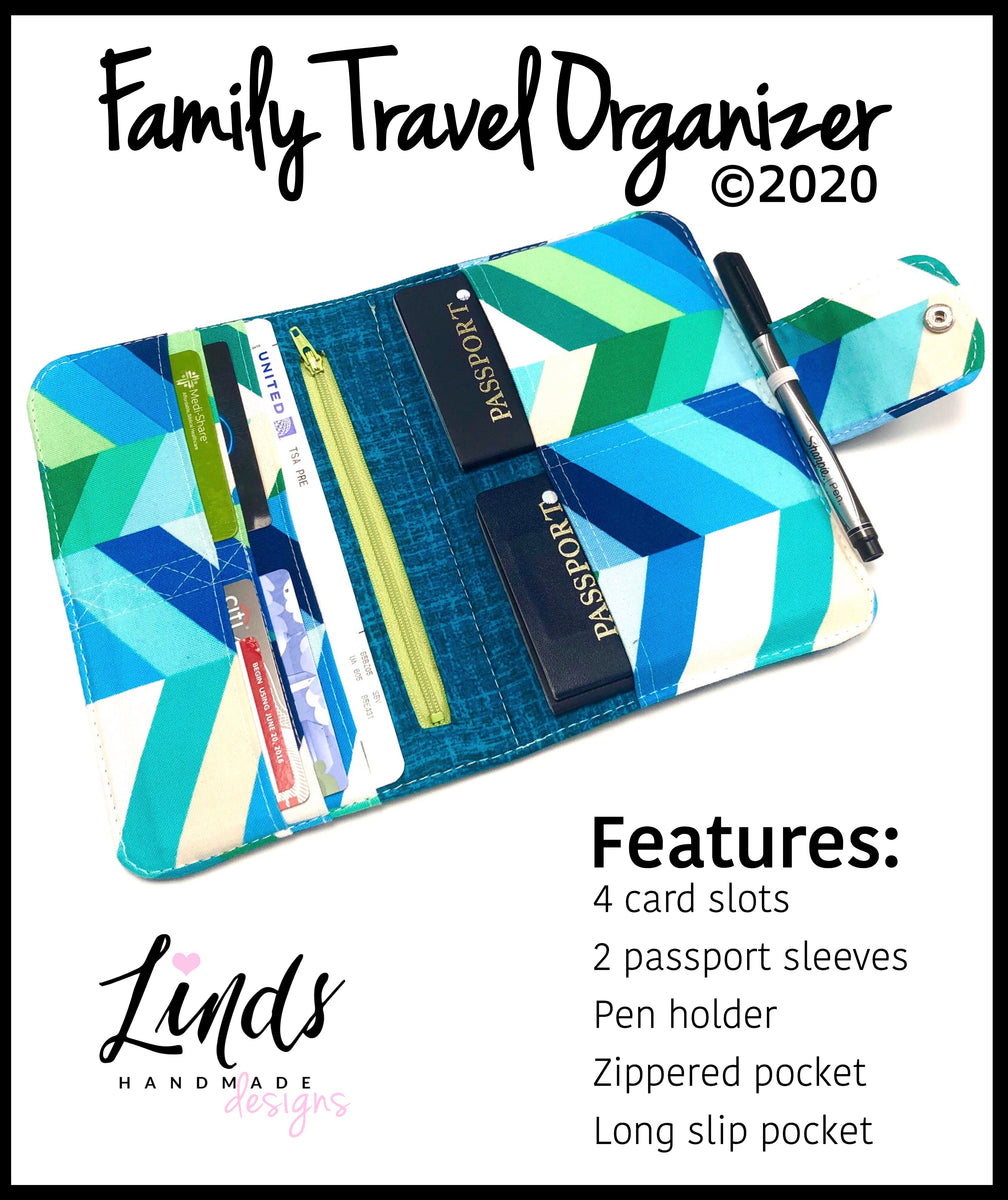 Family Travel Organizer PAPER PATTERN – Linds Handmade Designs