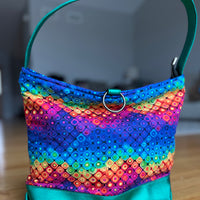 Rainbow and turquoise cotton Stephie Shoulder bag