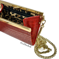 Crimson red faux croc leather Ashley clutch