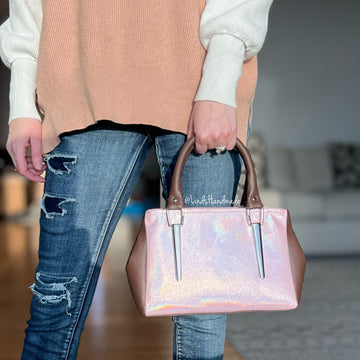 Pink Iridescent and Brown Vinyl Monroe Handbag