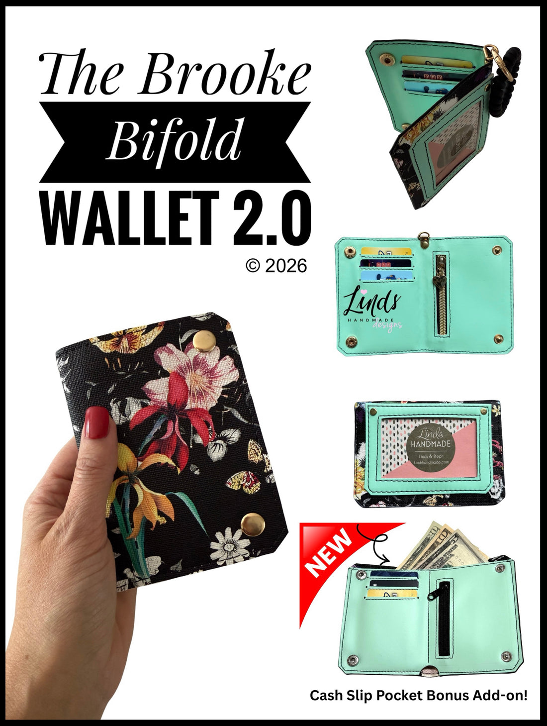 Brooke Bifold Wallet 2.0 PDF Sewing Pattern (Includes SVGs, and Video!)