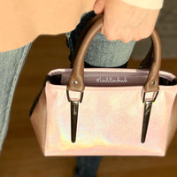 Pink Iridescent and Brown Vinyl Monroe Handbag