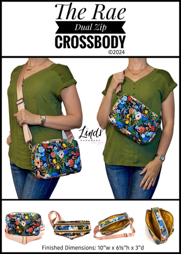 Rae Dual Zip Crossbody PDF sewing pattern (includes SVGs, projector file, and video!)