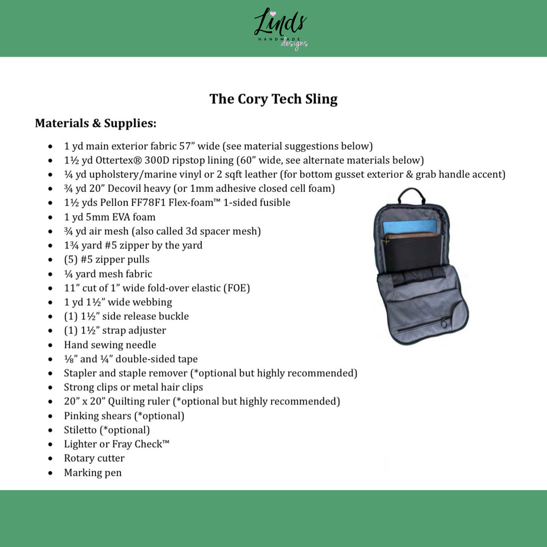 Cory Tech Sling PDF Sewing Pattern (Includes an A0 File, Projector File and Video!)