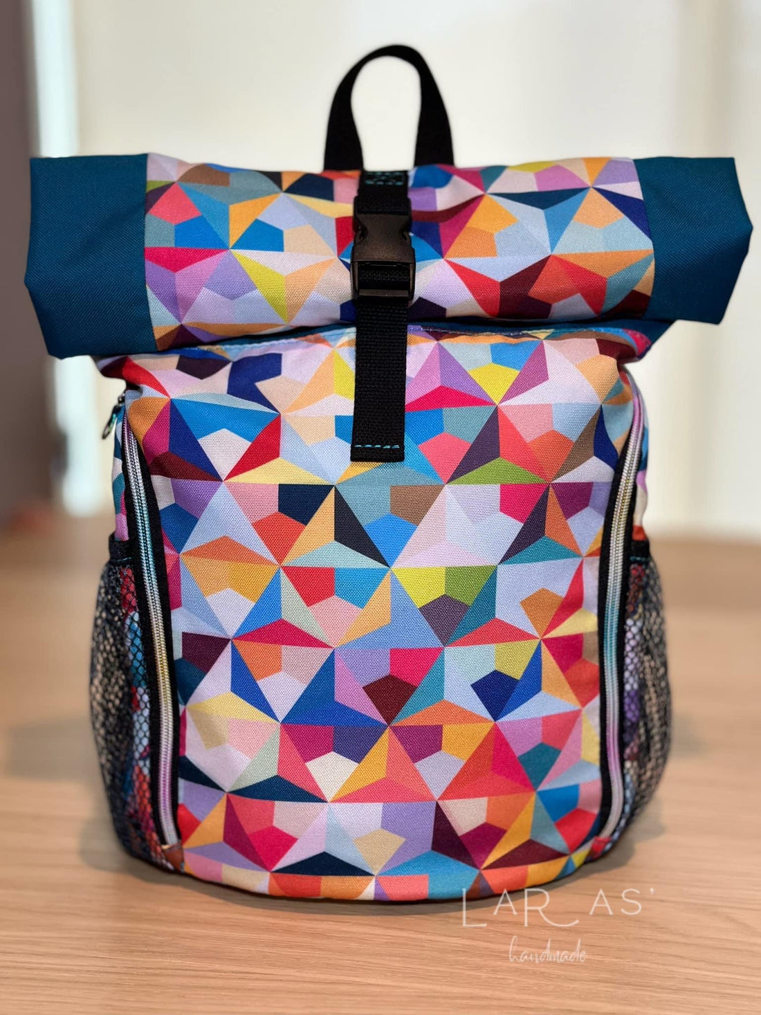Geo Pattern Backpack, Women's Fashion Zipper Small Backpack For