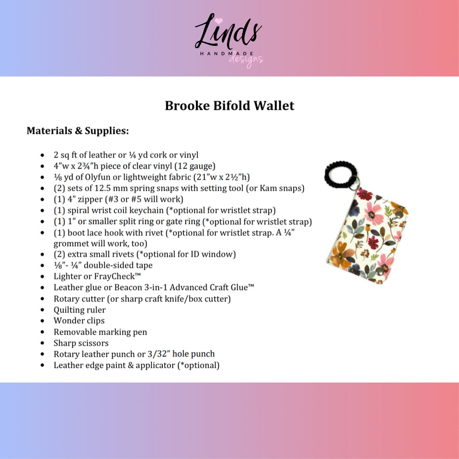 Brooke Bifold Wallet PDF Sewing Pattern (Includes SVGs, and Video!)