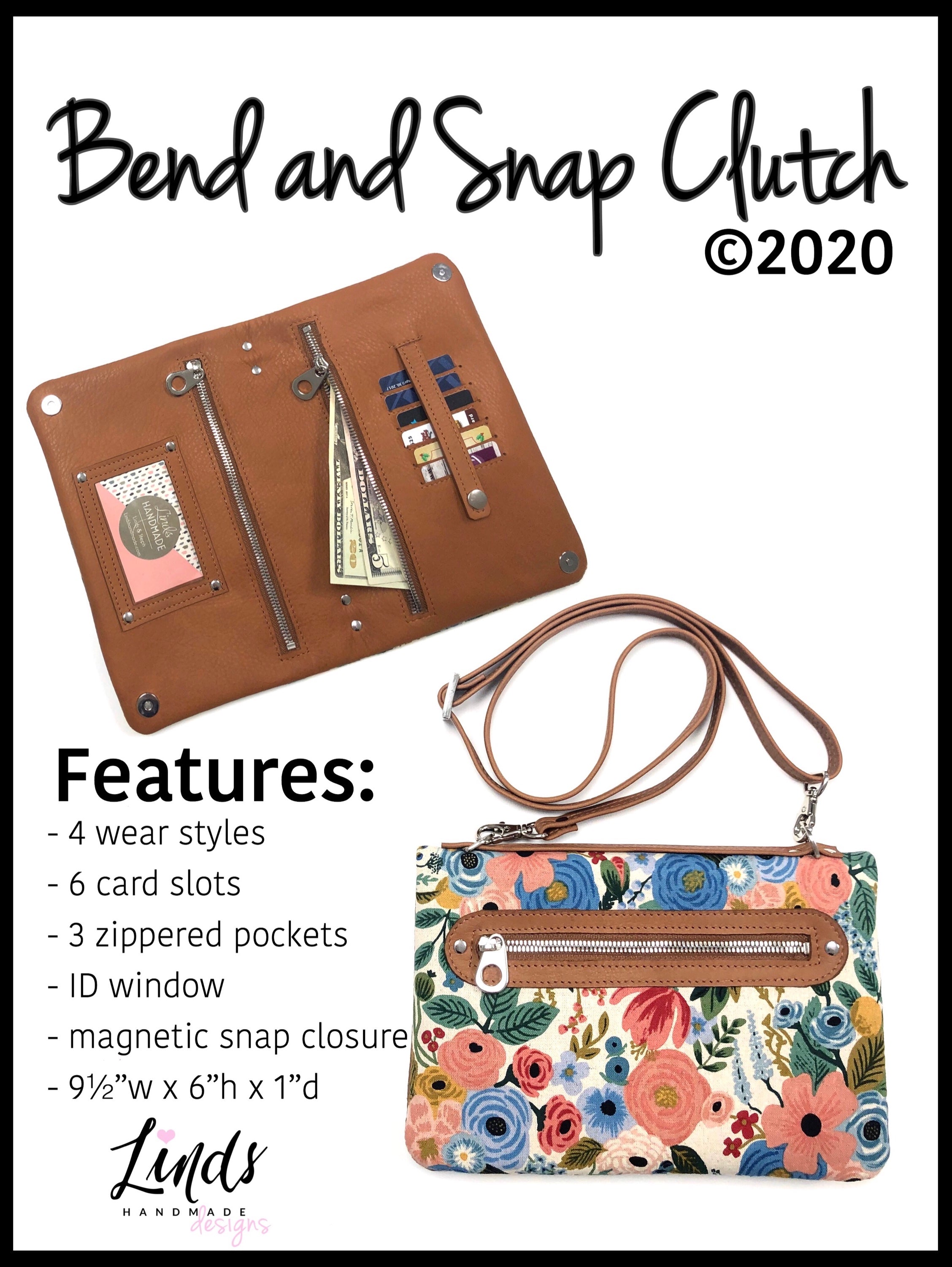 Bend and Snap Clutch PDF Sewing Pattern (includes SVGs, A0 Files and v –  Linds Handmade Designs
