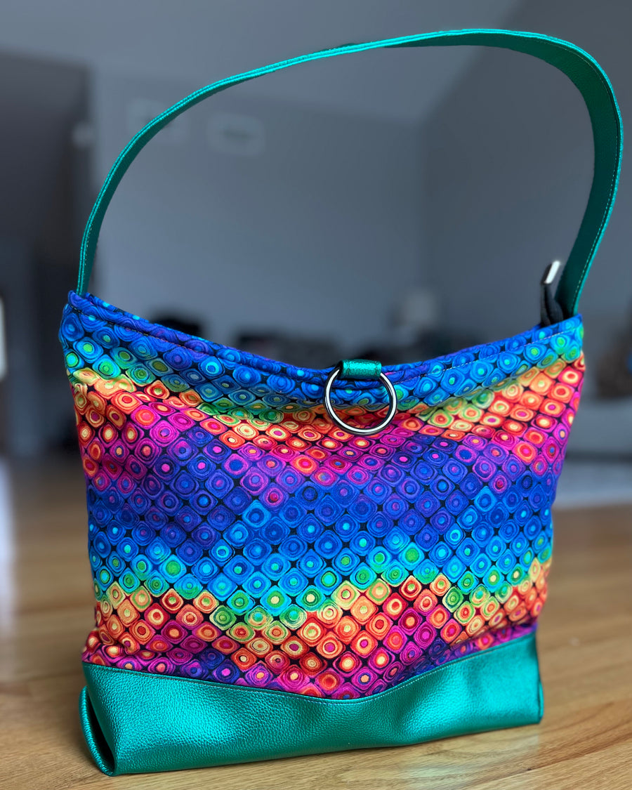 Rainbow and turquoise cotton Stephie Shoulder bag